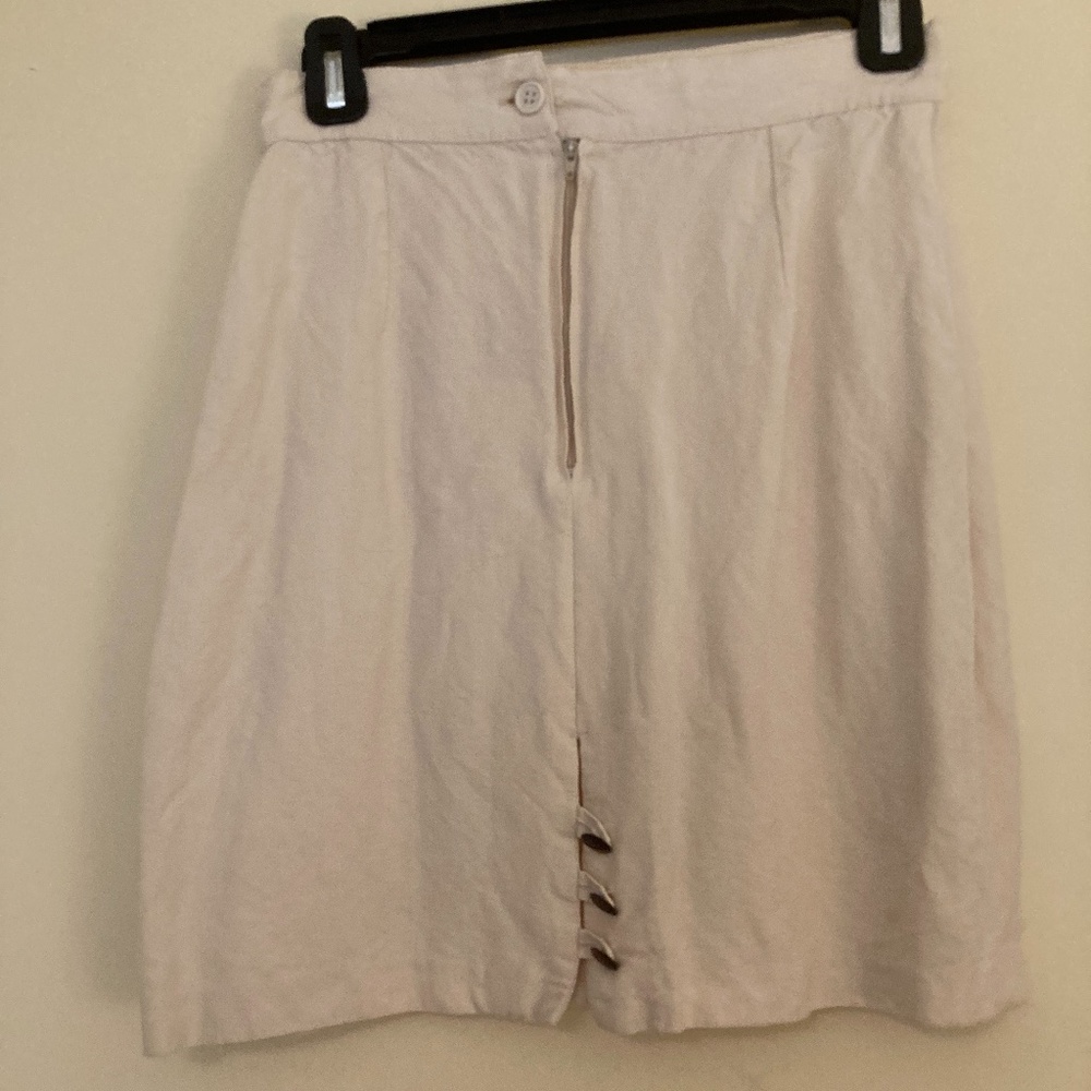 Off white linen skirt with buttons up the back